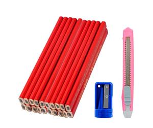 20Pcs Crayons de Construction, Crayons De Charpentier pour Artisans Atelier Ouvriers, Forme Ovale Crayon Chantier avec Taille-crayon pour les Examens de Dessin des Étudiants, le Marquage et le Traçage