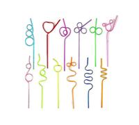 20pcs Crazy Straws Disposable Pvc Shaped Straws Curved Straws Party Oral Muscle Rehabilitation Training Autism Fun