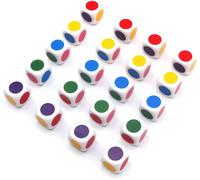 20pcs Dés Couleur À Points Dés Personnalisables Dés À Six Faces 16 Mm/Faire Des Jeux De Classe Simples Enseignerôles Couleurs Primaires Et Secondaires