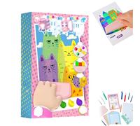 20Pcs DIY Rainbow Scratch Art, Rainbow Scratch Art for Kids, Squeeze Magic Reveal Craft Kits, for DIY Postcard with Paints, Squeegee, Sticker, 7-Color Tools, Creative Gift for Young Artists (1 set)