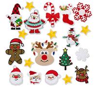 20Pcs Écusson Brodé Thermocollant Noël 1Pc Kit Couture Patch Repasser Coudre Motif Père Noël Renne Sapin Décoration pour Fête Vêtement Jean Chapeau Sac Veste