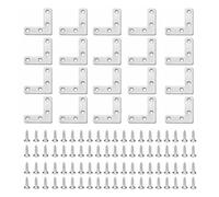 20Pcs Équerre de Fixation en Acier Inoxydable, Équerre d'Assemblage 60 x 60mm, Équerres d'angle 90°,Équerre Plate Métal pour Rangement Chaises en Bois et Construction, avec Vis Fournies