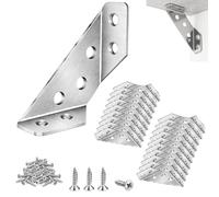 20Pcs Equerre Metal Acier Inoxydable 22x66x29 mm, Equerre Fixation pour Étagère Armoire Bureau, Corniere Acier Support Triangulaire, Connecteur Poteau Bois 7x7 Avec 80 Vis