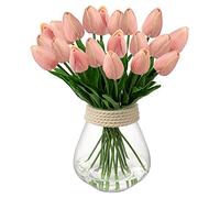 20PCS Fleurs Artificielles Tulipes, Bouquet de Tulipes Artificielles, Fausses Fleurs, pour Fenêtre d'hôtel de Bureau à Domicile de Mariage, centres de Table, Décoration de Fête - Rose