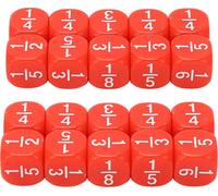 20pcs Fraction Dice Class Set Kunststoff 6 -seitig mit mehreren facettierten Tischspielzubehör für Kinder Mathematik Übung rot