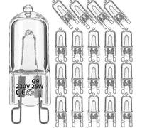 20pcs G9 Halogen Bulbs 25W Dimmable, Clear Warm White 2800K for Chandeliers & Pendants