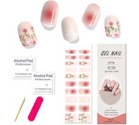 20pcs Gel Vernis À Ongles Autocollants, Auto-Adhésifs Stickers Ongles Gel Uv, Qualité Salon Semi Cured Gel Nail Vernis Autocollant Ongle Uv/Led Lamp Required, Langage Des Fleurs Du Printemps