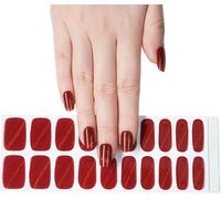 20pcs Gel Vernis À Ongles Autocollants, Brillante Bandes D'ongles En Gel Autocollants Auto-Adhésifs, Stickers Ongles Gel Uv Qualité Salon Lampe Uv/Led Requise - Symphonie D`Amour Écarlate