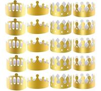 20Pcs Gold Paper Crowns 4 Styles Adjustable Party Hats(20PCS)