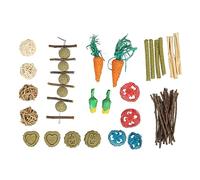 20pcs Hamster Chew Toys Set | Bûche/loofah basé sur l'usine/Balle de Rattan | Les Dents meulage pour Les Lapins/cobayes/Petits Animaux | Coloriage des Plantes Non