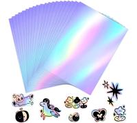 20pcs Holographic Paper Sticker Transparent Film Sheet Paper Sticker Paper A4 Rainbow Holographic Transparent Vinyl Film Vinyl Paper For Inkjet And Laser Printer