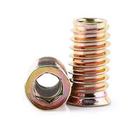 20Pcs insert fileté bois Écrous à Insert d'entraînement Acier au Carbone Fileté Écrou à Tête Hexagonale Écrous à Visser en pour Meubles en Bois