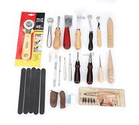 20pcs Kit d'Outils pour Cuir et Couture, Outils de Poinçon de Couture d'Artisanat à Main Cousant, Outils de Travail pour Cuir Maroquinerie DIY