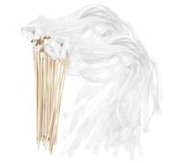 20pcs Mariage Bagulations en dentelle Elegant White Ribbon Wand Wedding with Golden Bell Ribbon bâton Streamers en soie pour Dance Floor accessoires Party