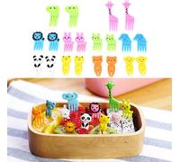 20Pcs Mini Cartoon Animaux Mignons Fruits Picks Fourchettes Lunch Box Decor pour Enfants