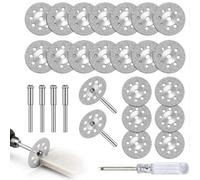 20Pcs Mini Disques Diamant à Tronçonner 22mm pour Dremel avec 3mm Mandrins | Disque Diamant Revêtement Diamant avec 4* Mandrins + 1* Tournevis pour Outil Rotatif, Coupe Pierre, Jade, Céramique, Verre