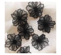 20Pcs Multi-Color Flower Embroidery Patches Fabric For Dress Bags Accessories Sewing Patch Handmade Applique Repair Crafts(Black)