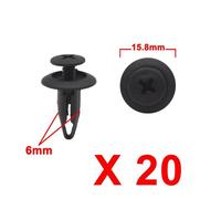 20pcs Noir Voiture rivets plastique Moulage Clip fixation bouclier lécheur 6mm
