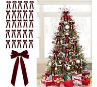 20Pcs Nœuds en Ruban de Noël en Velours - Grand Vintage Mariage Cadeau Arcs pour Sapin et Décorations d'arbre - pour la décoration intérieure et extérieure 13x25x2.5cm (Burgund)