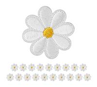 20pcs Patchs Marguerite Fleur Patchs Thermocollants Patchs de Broderie Exquis Appliqué Veste Jean Vêtement Patchs de Couture Artisanat Bricolage Décoration
