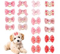 20pcs Petits Nœuds pour Poils de Chien avec Élastiques, Élastiques Nœud pour Chien Plusieurs Styles Dog Bow Accessoires Toilettage Mignons pour Une Utilisation Quotidienne Pendant les Vacances