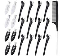 20pcs Pince Cheveux with Peigne à Queue, 12 Pince à Cheveux Crocodile & 8 Pinces Cheveux Sans Plis with Peigne Antistatique Professionnel pour Femmes Filles Coiffure et Maquillage