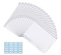 20pcs Pochette Plastique A5 Pochette Transparente Zippée A5 Pochette Budget Enveloppe Budgetaire 6 Trous Fermeture Pouch Binder Pockets pour Documents Espèces Cartes de Crédit Photos Factures