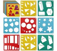 20pcs Pochoir Dessin Peinture, Pochoirs de Formes Géométriques 5 Couleurs Pochoirs Simples pour la Peinture Motifs Mignons Design Ensemble de Modèles de Dessin pour Enfants Bricolage Artisanat
