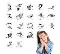 20Pcs Pochoirs De Peinture Pour Le Visage, Pochoirs Pour Tatouages des Yeux, Modèle De Peinture Faciale D'enf-ants, Modèles De Peintures Corporelle Pour Le Maquillage D'Halloween, Réutilisables