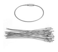 20Pcs Porte-clés en Fil, Anneau porte Clé Câbles en Acier Inoxydable, Câbles de Boucle Anneaux avec Joints pour Randonnée, Pendre Étiquette de Bagage