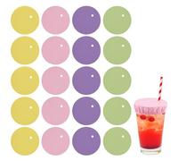 20pcs Protecteurs de Boissons pour Femmes, Couvercles de Boissons avec Trous de Paille Couvercles de Boissons Réutilisables Anti-Drogues Couvercles de Boissons (Bleu, Jaune, Rose, Vert)