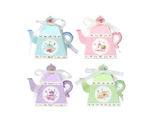 20Pcs Retro Teapot Shape Paper Candy Box Flower Wedding Favor Gift Packaging Boxes With Ribbon Birthday Party Decor Pour Cadeau De Bricolage, FêTe