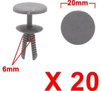 20Pcs Rivet plastique gris Dia trou 6mm Clip fixation Voiture