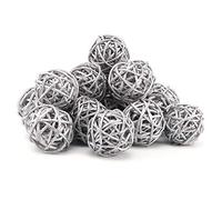 20pcs Rotin Boules en Osier Naturel Cage Artisanat Décoratifs Remplisseurs de DIY Vase pour l'artisanat, fête, Saint-Valentin, décoration de Table de Mariage, douche de bébé, 3cm/1.18in (argent)