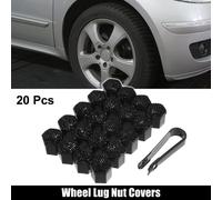 20pcs Roue Cosse Écrou Couvre 17mm Faux Cristal Roue Boulon Capuchons Noir