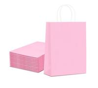20Pcs Sac en Papier avec Poignée - 21 * 15 * 8cm, Rose Petit Sac Cadeau Recyclable Pochette Cadeau, Sachet Cadeau pour Remise de Diplôme, Vacances, Mariage ou Anniversaire Parti (Rose)