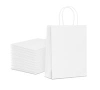 20Pcs Sac en Papier avec Poignée - 21 * 15 * 8cm, Rose Petit Sac Cadeau Recyclable Pochette Cadeau, Sachet Cadeau pour Remise de Diplôme, Vacances, Mariage ou Anniversaire Parti (Blanc)