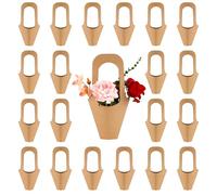 20pcs Sachets Cadeaux Papier Kraft pour Fleurs, 35x18,8x14,5cm Support de Bouquet Suspendu avec Poignée Sac d'Emballage de Fleurs Fournitures de Composition Florale Décoration Maison (Petit)
