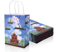 20pcs Sacs Cadeaux Bleus avec Poignées, Double Face en Papier Sac Bonbons pour Anniversaires et Fêtes Prénatales