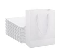 20Pcs Sacs Papier Cadeau avec Poignées, Pochettes Cadeaux Petit 20x10x28cm, Sac Emballage Sachet Blanc Pochette Kraft Epais Réutilisable pour Mariages, Anniversaires, Halloween, Noël, Commerce Détail