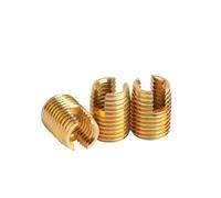 20pcs Self Tapping Insert Screw Golden Galvanized/Stainless Steel Bushing 302 Slotted Type Wire Thread Nut Repair(Gold Zinc Plated,M4x0.7xL8)
