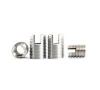 20pcs Self Tapping Insert Screw Golden Galvanized/Stainless Steel Bushing 302 Slotted Type Wire Thread Nut Repair(Sliver,M6x1xL12)