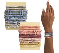 20pcs / set Accessoires de cheveux boho pour femmes 3 pouces multicolores sans dommage liens de cheveux bracelets en nylon accessoires boho pour filles épais et minces.