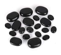 20pcs / set pierres de massage pierre de lave naturelle basaltique, pierre de forme ovale de basalte noir chaud de spa pour le massage pédicure aux huiles essentielles, relaxation du corps