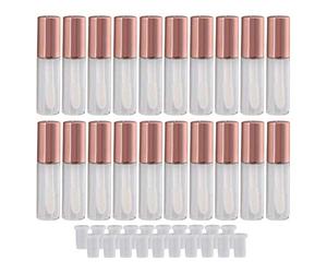 20pcs Tubes De Brillance De La Lèvre De 1,5 Ml Avec Recharge De Baguette Vides De Bouteilles De Rouge À Lèvres En Plastique Lèvre Gloss Fournitures Cosmétiques Pour Échantillons De Rouge À(or Rose)