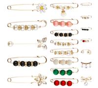 20Pièces Perle Broche, Broche Élégante Fausses Perles Mode Broche de Perle Simulée Épingle Sécurité Clips pour Femmes Pull Col Châle Cardigan Echarpe Cadeaux pour Saint Valentin Anniversaires