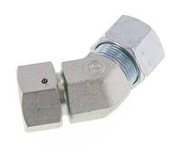 20S Acier zingué Raccord de coupe coudé 45deg avec pivot 400 bar Joint torique NBR Cône d'étanchéité réglable ISO 8434-1