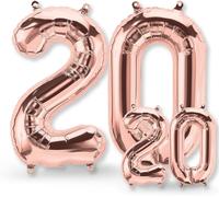 20Th Birthday Balloon - Pack Of 2 - Number 20 Balloons In Rose Gold - 20Th Birthday Decoration For Women Or Men - Helium Inflatable - For A Dazzling Celebration