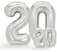 20Th Birthday Balloon - Pack Of 2 - Number 20 Balloons In Silver - 20Th Birthday Decoration For Women Or Men - Helium Inflatables - Happy Birthday - Silver Balloon Number 20