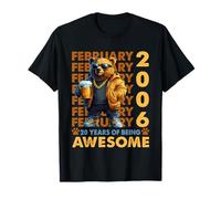 20th Birthday Cool Bear February 2006 Vintage 20 Years Old T-Shirt